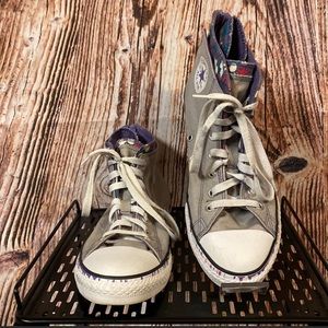 Converse All Star High Top Girls Heel Zipper Splatter Paint Drip Sneakers Sz. 6